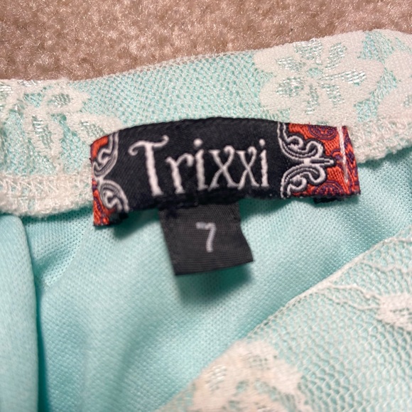 Turquoise Strapless High-Low Lace Party Dress for Tweens - Picture 4 of 4